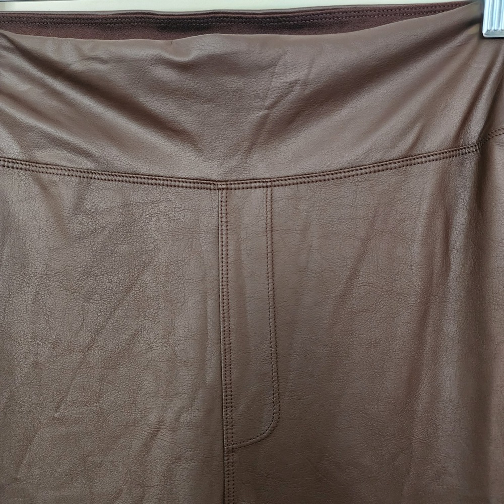 OFFLINE by Aerie Real Luxe Faux Leather High Rise Leggings Brown Womens Large - Picture 8 of 12